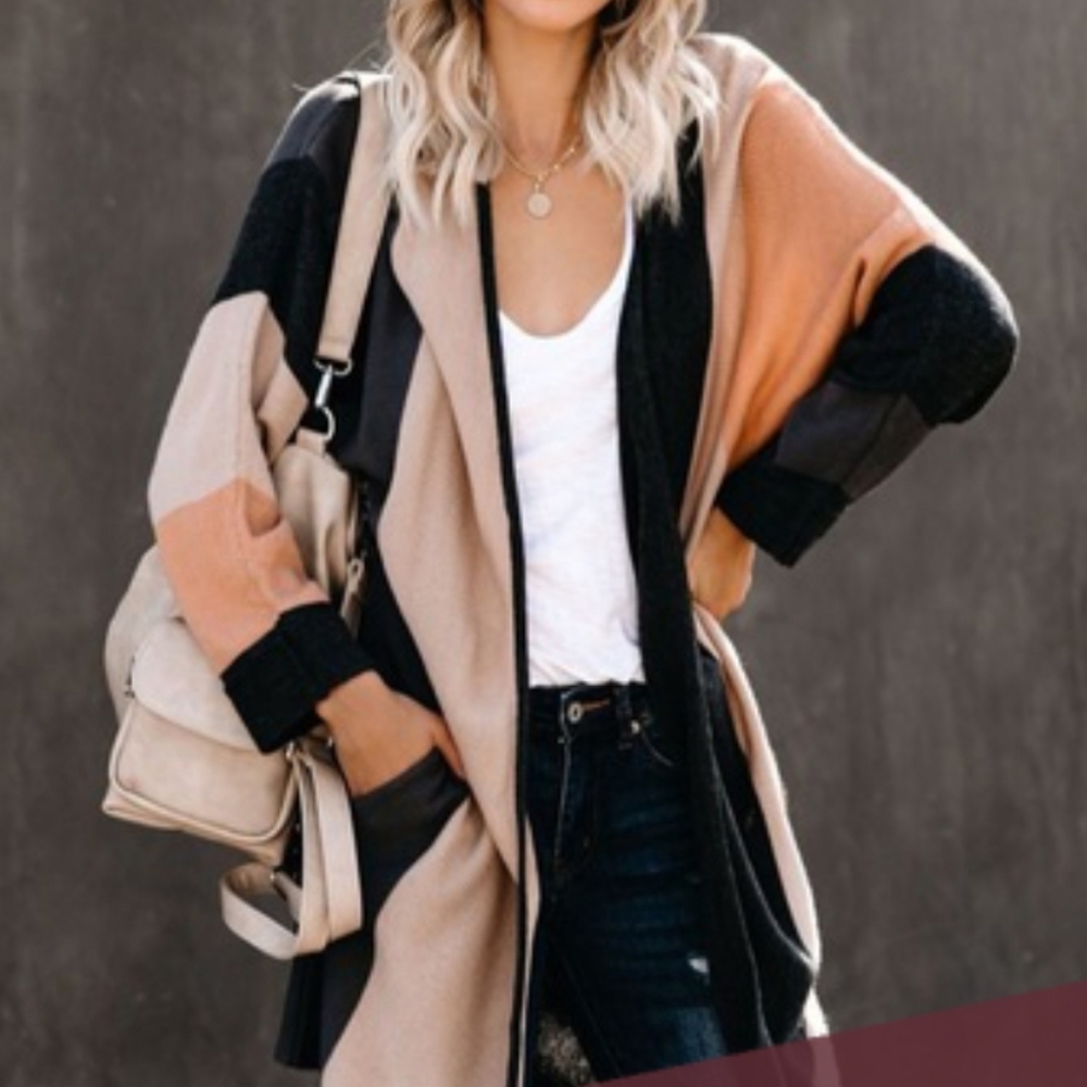 Vici colorblock pocketed cardigan